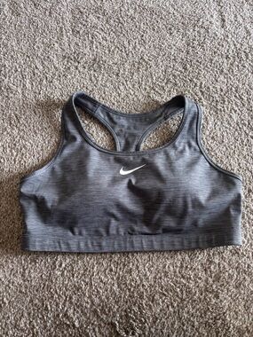 Nike Grey Heather Racerback Sports Bra with White Swoosh XL